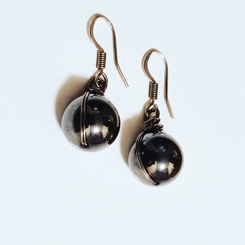 Hematite Ball Drop Earrings 